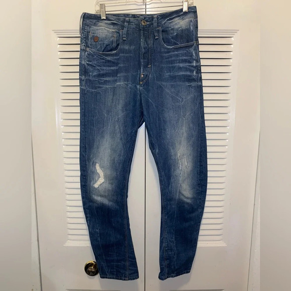G Star Raw C 3D Loose Tapered Atlantic wash distressed denim jeans 31x32 - Picture 1 of 6